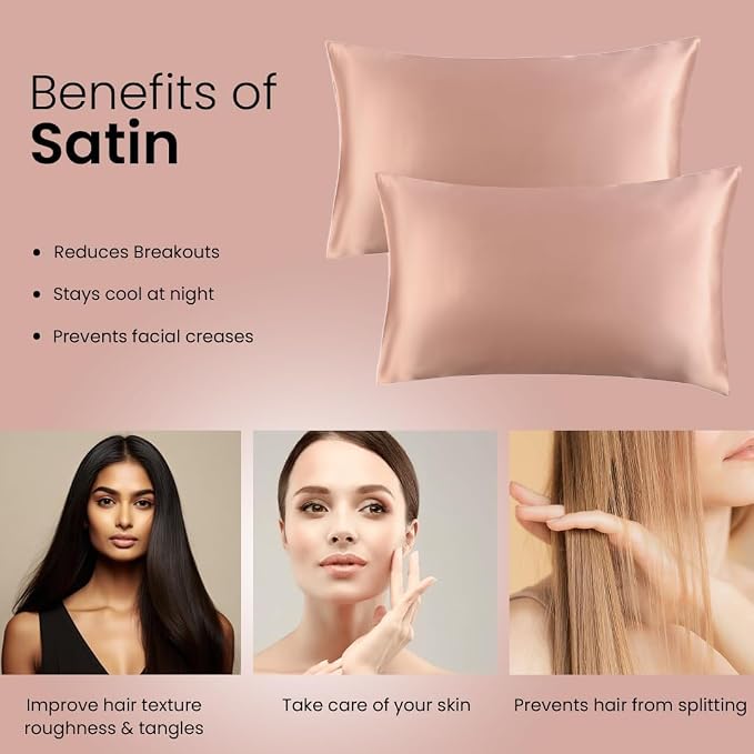 Mush Silk Satin Pillow Cover Set of 2 for Hair & Skin Care