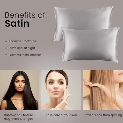 Mush Silk Satin Pillow Cover Set of 2 for Hair & Skin Care