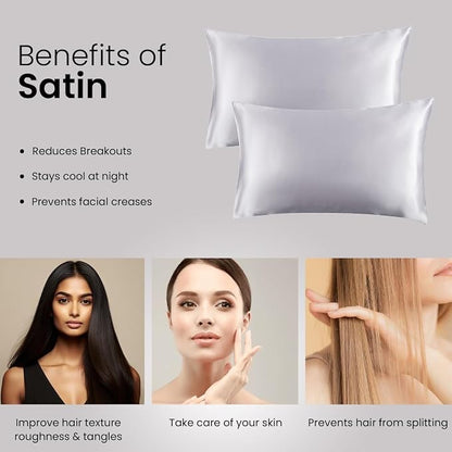 Mush Silk Satin Pillow Cover Set of 2 for Hair & Skin Care