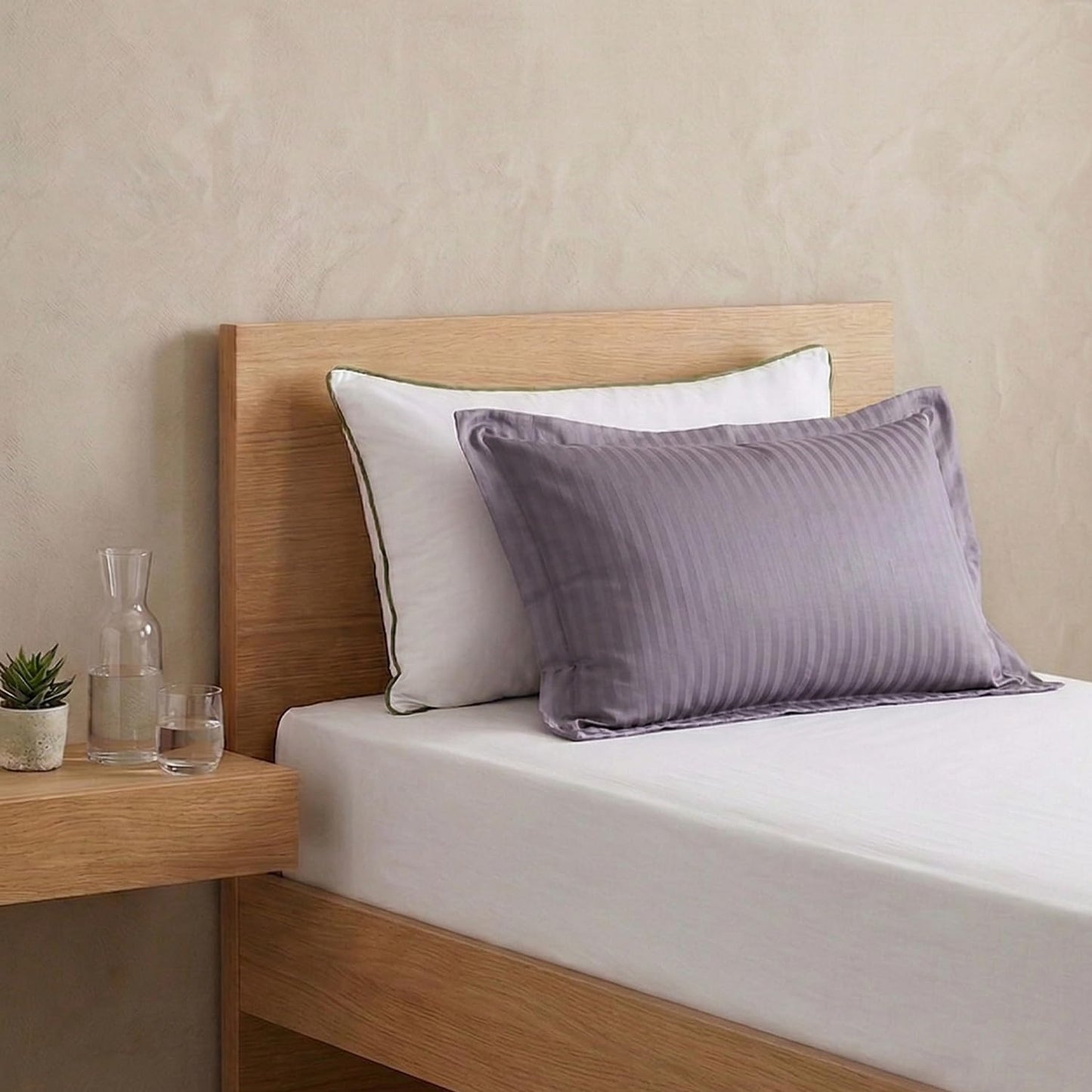 AtoZ Home Decor Cotton Pillow & Strips Pillow Cover Combo Set (68 x 45 cm)
