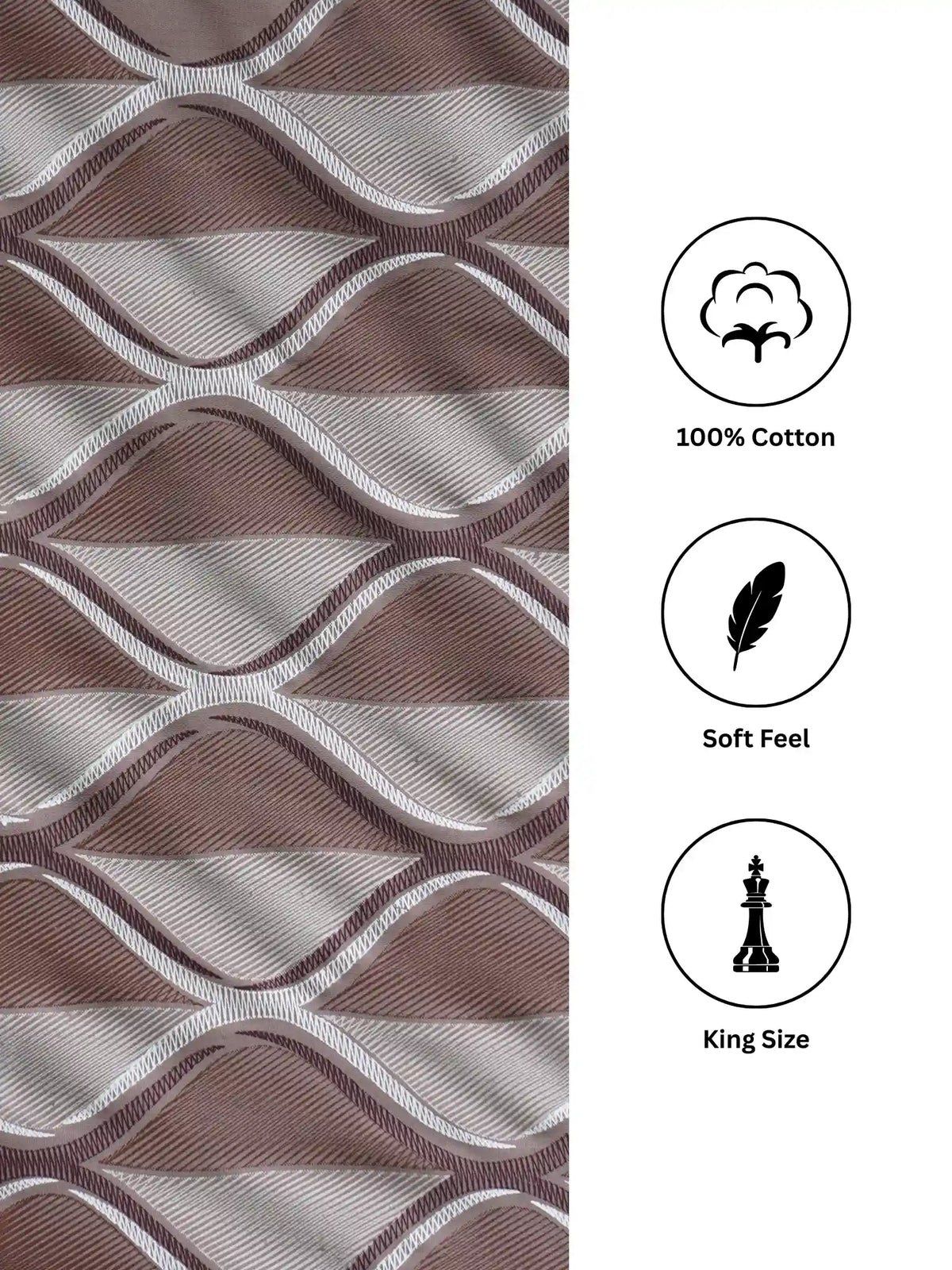 Soft Feel, Ogee Pattern King Bed Sheet Set with 2 Pillow Cases – 100% Cotton (300 TC)