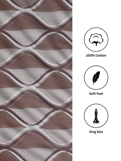 Soft Feel, Ogee Pattern King Bed Sheet Set with 2 Pillow Cases – 100% Cotton (300 TC)