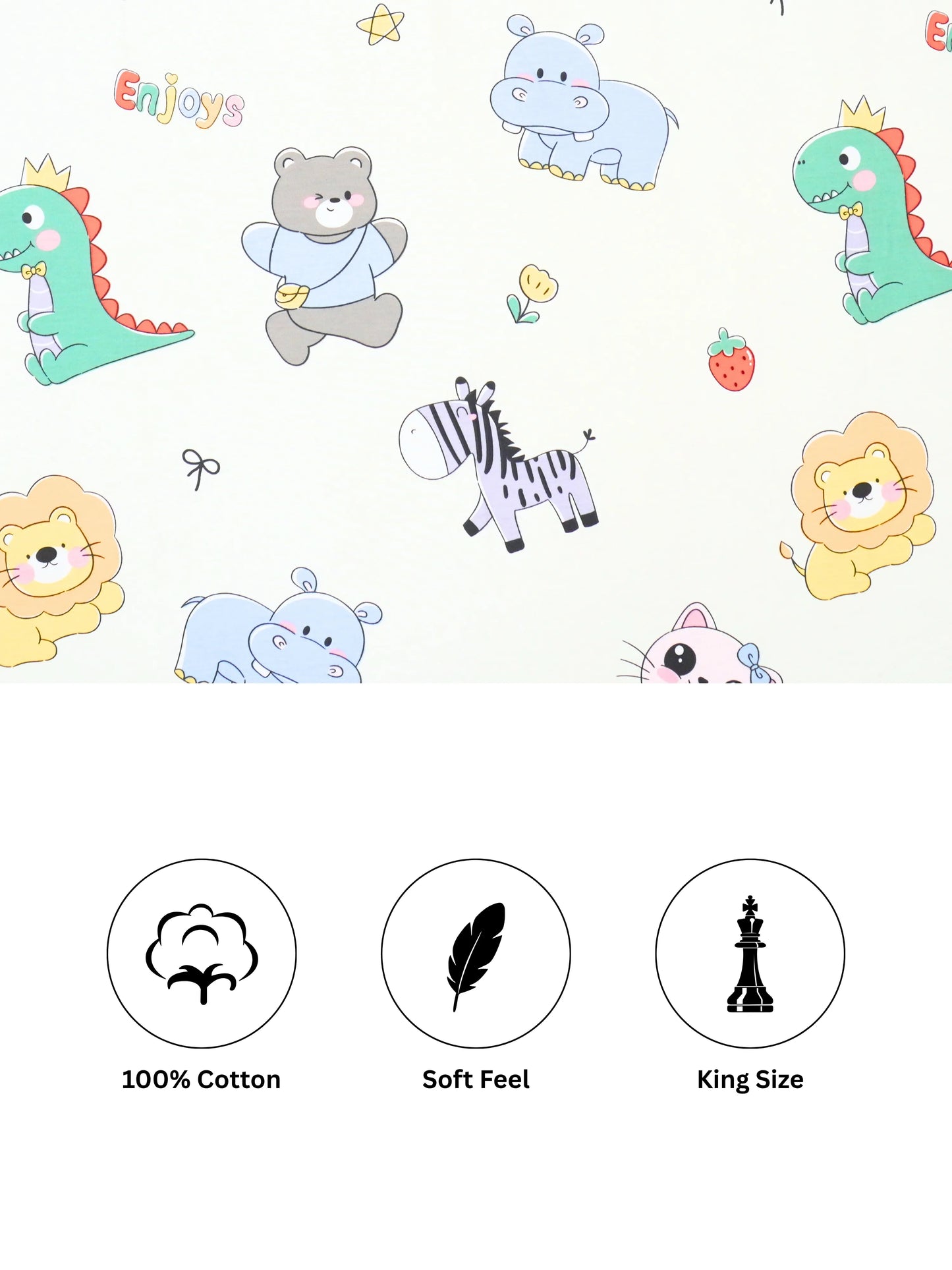 Safari Jungle Friends Kids 100% Cotton Bedsheet Set