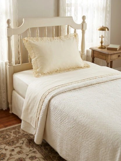 AtoZ Home Decor Cotton Lace Border Pillow Covers (Set of 1 & 2)