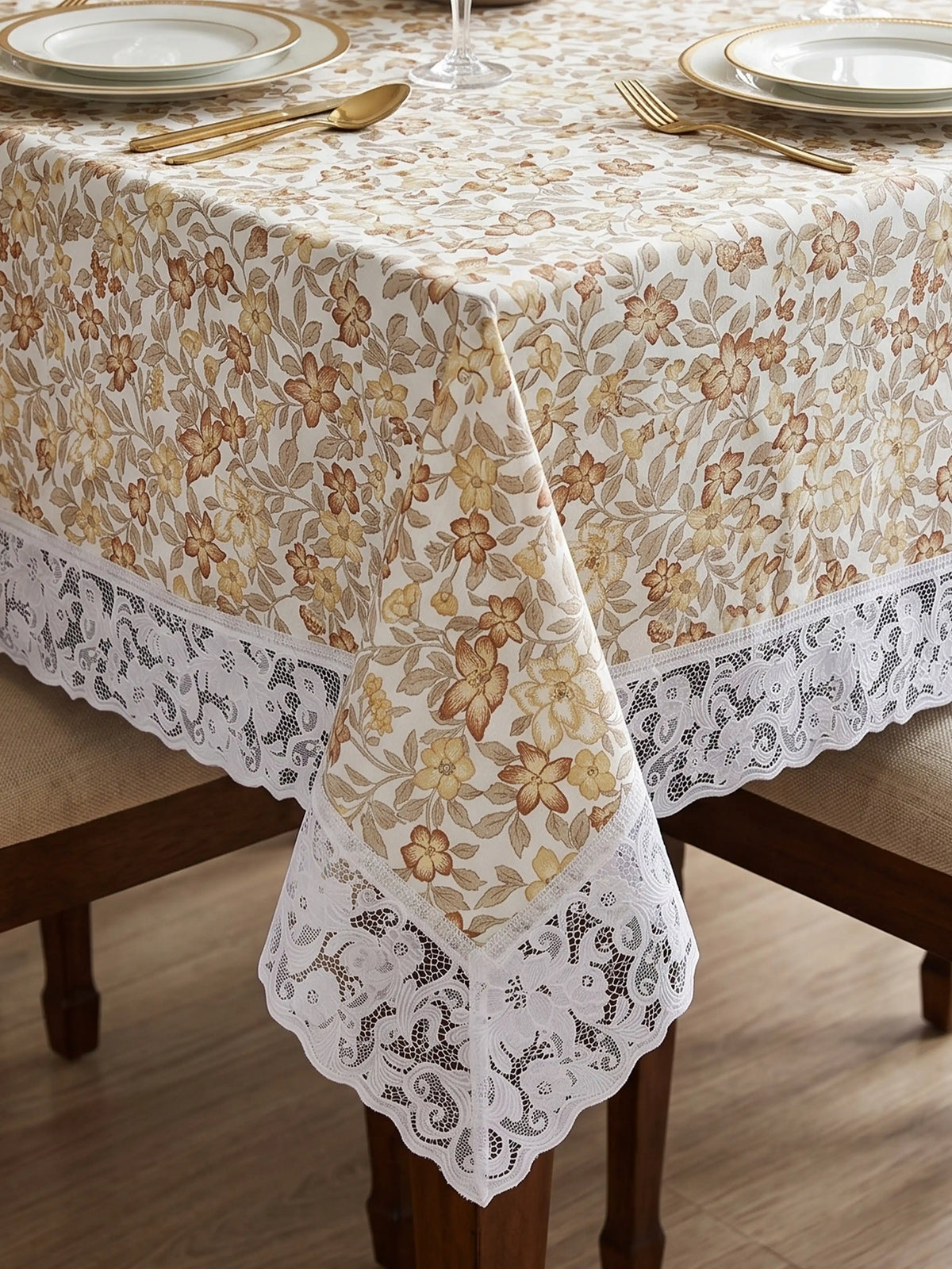 Freelance Tuscany Plastic Dining Table Cover | Beige Floral 54x78