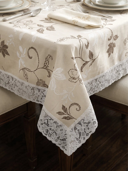 Freelance Tuscany Plastic Center Table Cover | Beige/Brown Floral 60x36 inches.