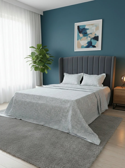 Soft Feel, Elegant Damask Pattern King Bed Sheet Set – 100% Cotton (300 TC)