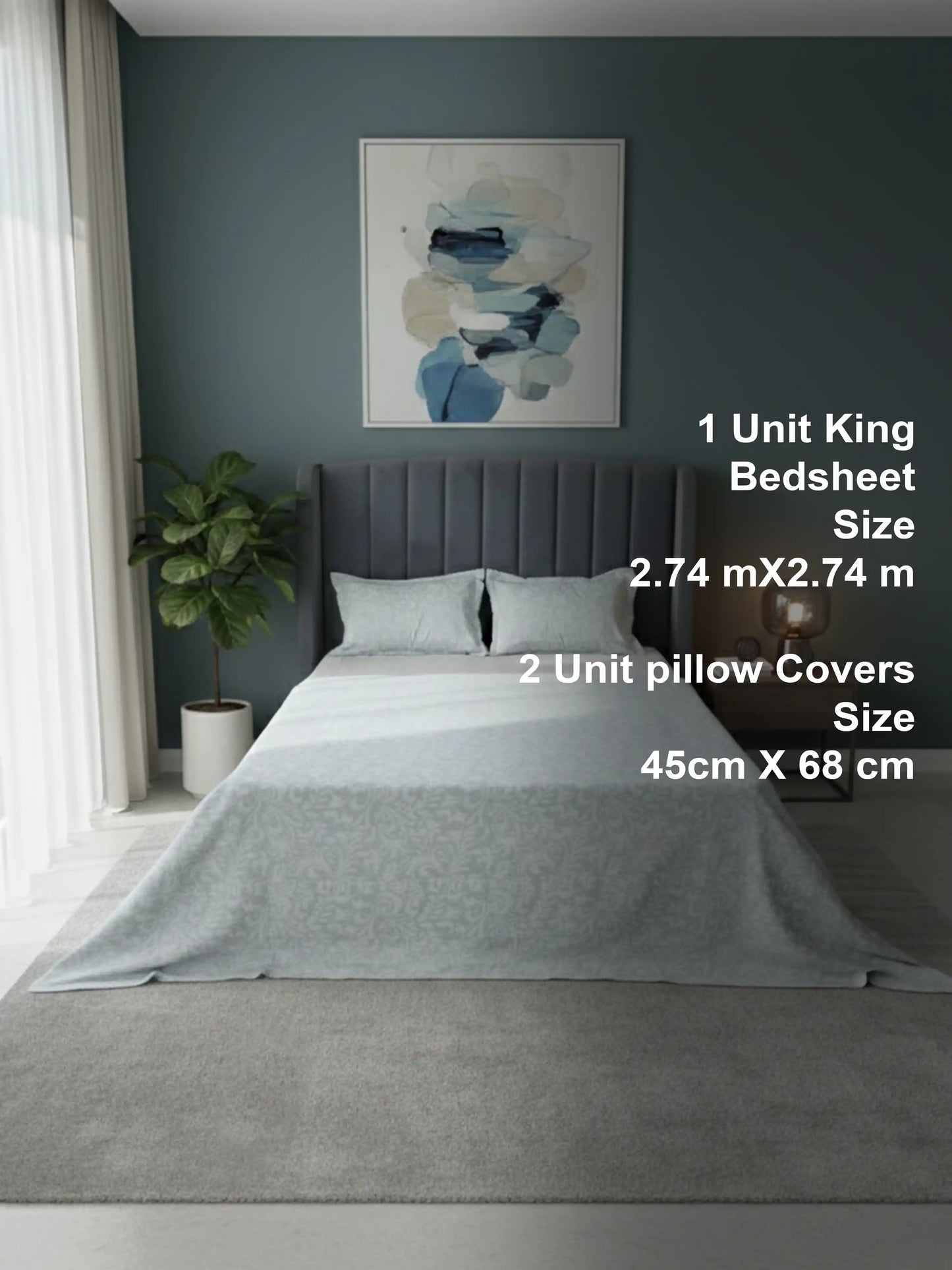 Soft Feel, Elegant Damask Pattern King Bed Sheet Set – 100% Cotton (300 TC)