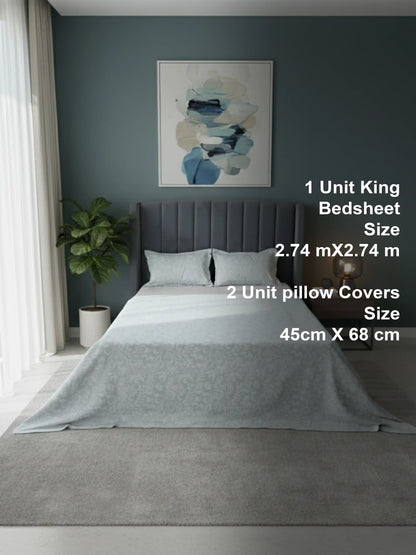 Soft Feel, Elegant Damask Pattern King Bed Sheet Set – 100% Cotton (300 TC)