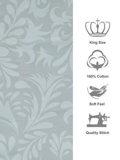Soft Feel, Elegant Damask Pattern King Bed Sheet Set – 100% Cotton (300 TC)