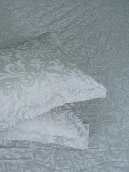 Soft Feel, Elegant Damask Pattern King Bed Sheet Set – 100% Cotton (300 TC)
