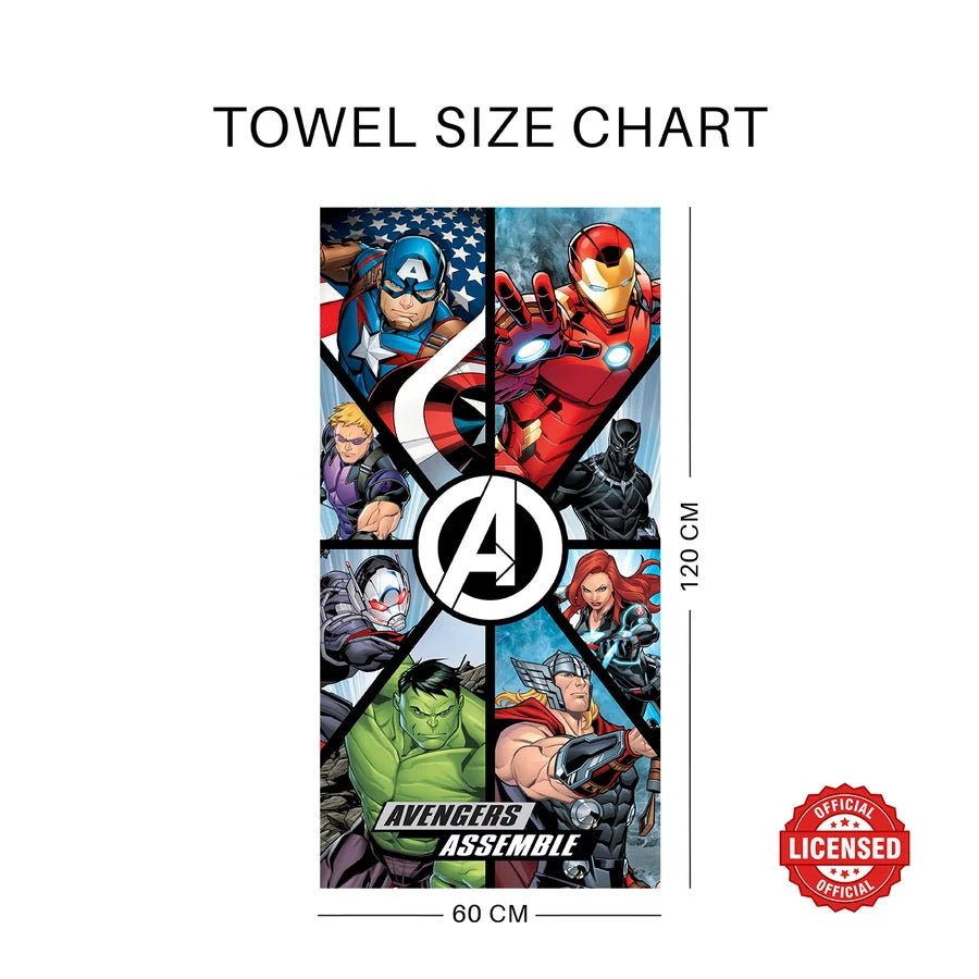 Sassoon Marvel Avengers 100% Cotton Printed Kids Bath Towel (60 cm x 120 cm)