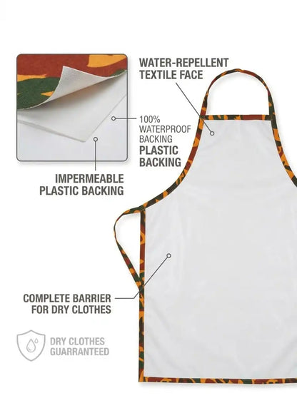 AtoZ Printed Kitchen Cooking Apron with Pocket & Waterproof Backing