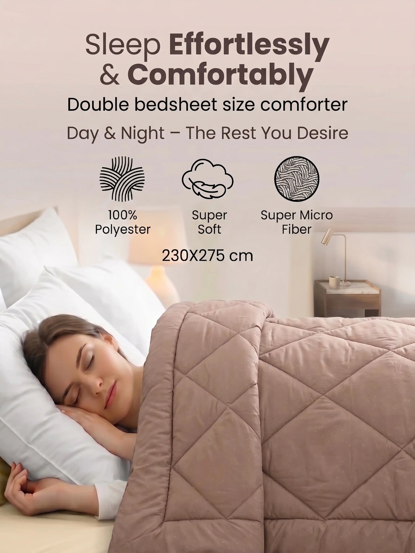 Star Collection Reversible Double Bed Comforter (230x275 cm)