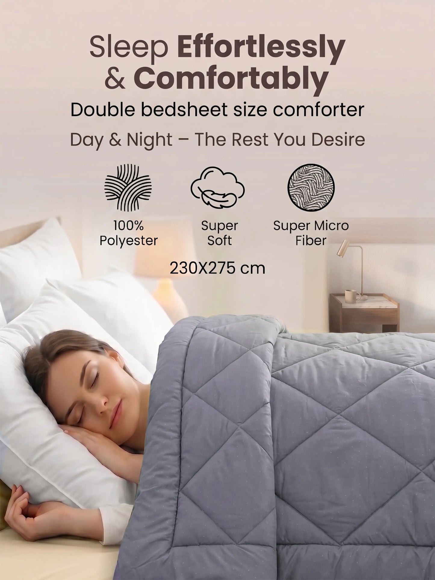 Star Collection Reversible Double Bed Comforter (230x275 cm)