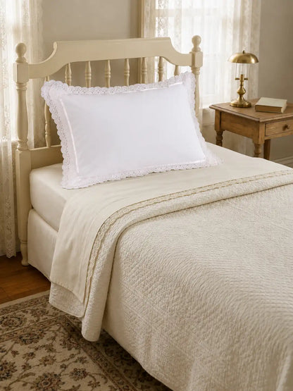 AtoZ Home Decor Cotton Lace Border Pillow Covers (Set of 1 & 2)