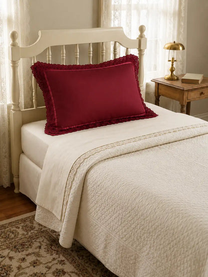 AtoZ Home Decor Cotton Lace Border Pillow Covers (Set of 1 & 2)