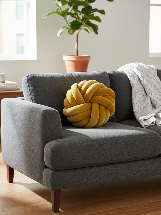 Round Knotted Cushion Ball Pillow – Soft Decorative Sofa & Bed Accent