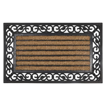 AtoZ Home Decor Coir & Rubber Designer Border Doormat (45x75 cm, Light Brown)