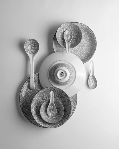 TAKISSO 35-Piece Porcelain Dinnerware Set (Plates, Bowls & Spoons) – Microwave & Dishwasher Safe Crockery