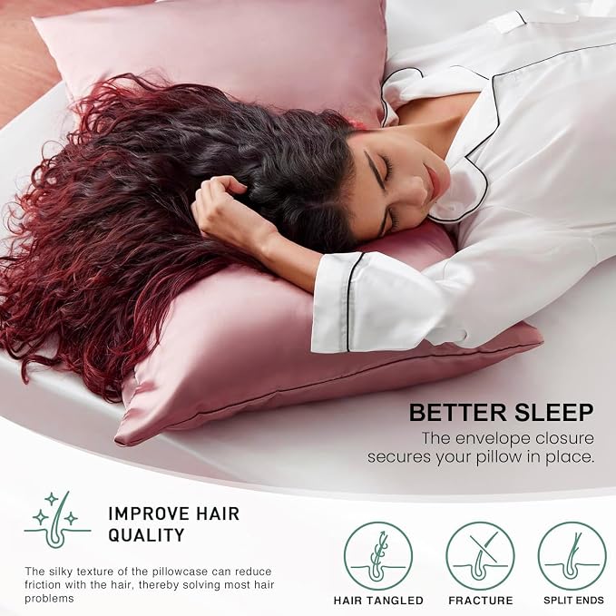 Mush Silk Satin Pillow Cover Set of 2 for Hair & Skin Care