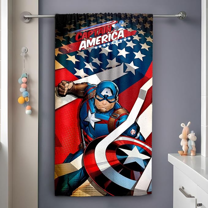 Sassoon Marvel Captain America 100% Cotton Printed Kids Bath Towel (60 cm x 120 cm)