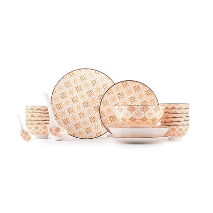 TAKISSO 35-Piece Porcelain Dinnerware Set (Plates, Bowls & Spoons) – Microwave & Dishwasher Safe Crockery