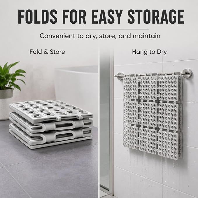 Atoz Home Decor Foldable Anti-Slip Rubber Shower Mat (40 x 66 cm)