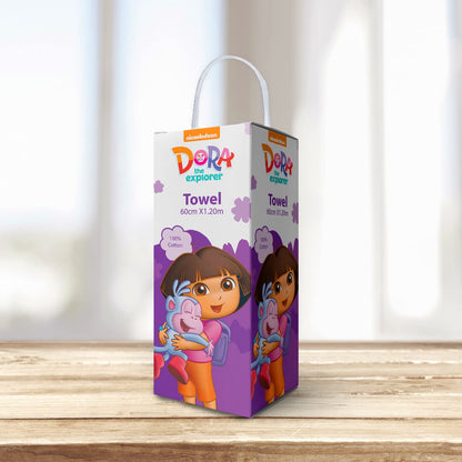 Sassoon Nickelodeon Dora the Explorer 100% Cotton Printed Kids Bath Towel (60 cm x 120 cm)