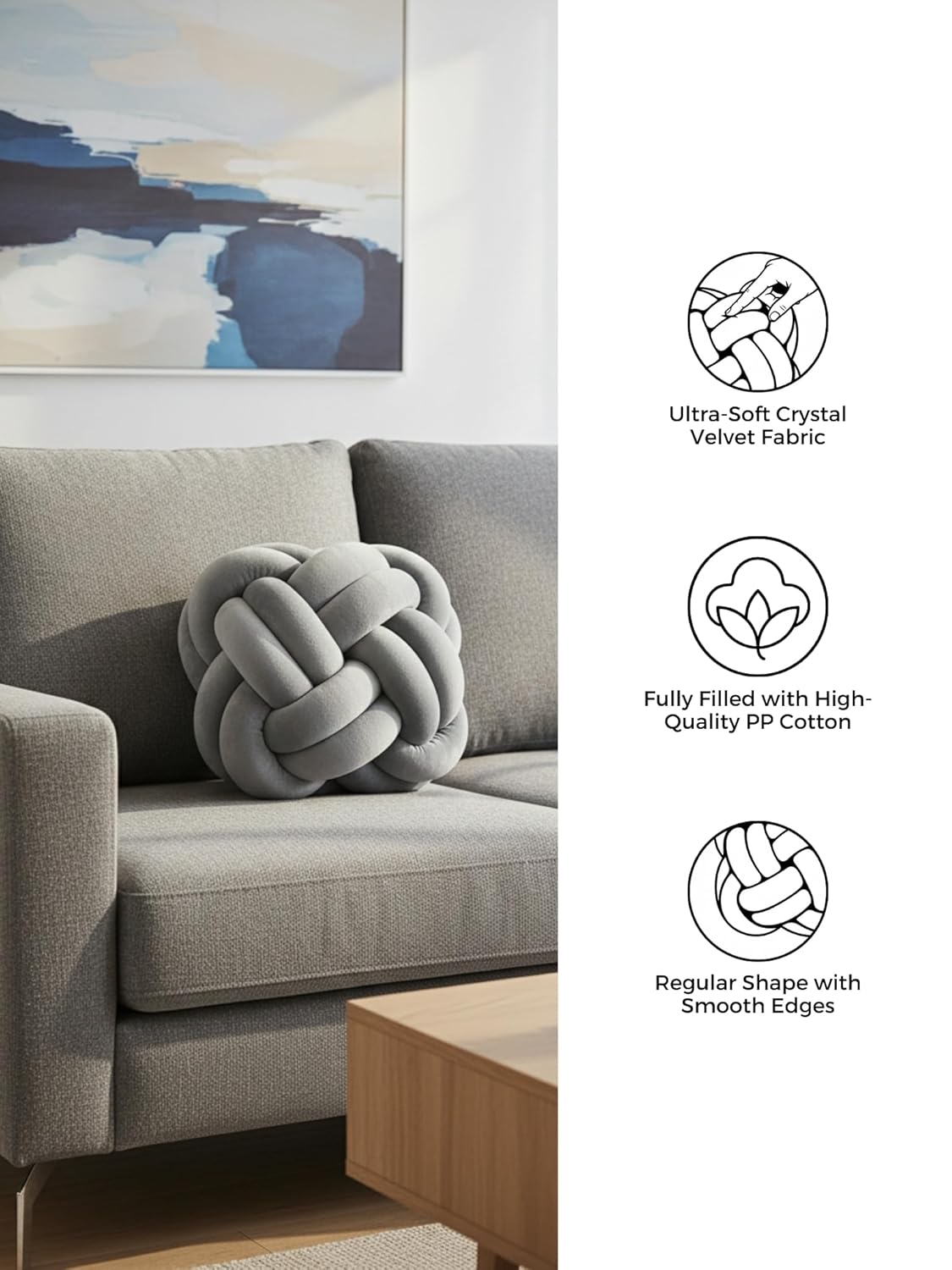 Sphere Knotted Cushion Ball – Soft Decorative Round Pillow for Sofa & Bed