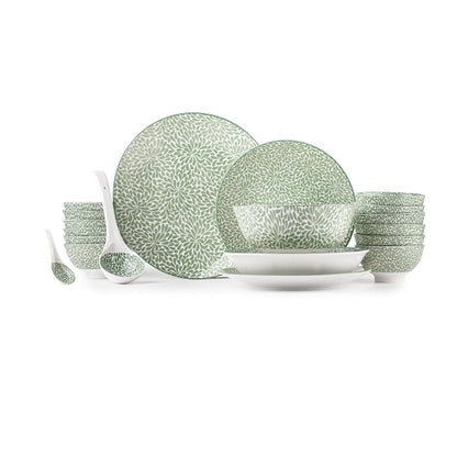 TAKISSO 35-Piece Porcelain Dinnerware Set (Plates, Bowls & Spoons) – Microwave & Dishwasher Safe Crockery