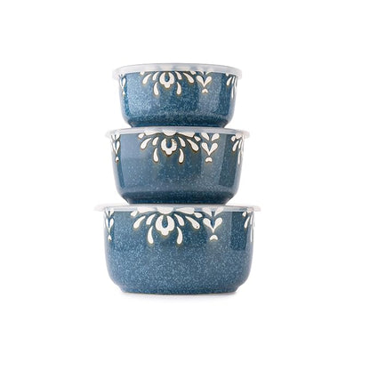 TAKISSO Porcelain Bowl Set of 3 with Airtight Lids (1000ml, 600ml, 325ml) – Microwave & Dishwasher Safe Food Storage Containers