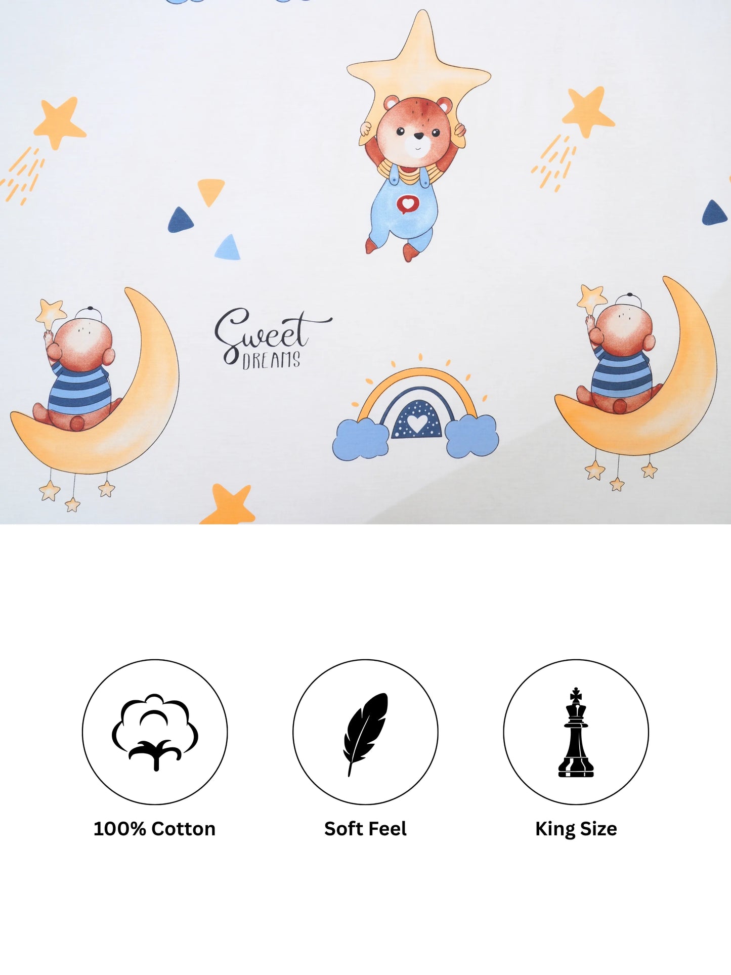 Teddy Sweet Dreams 100% Cotton Kids King Bedsheet Set