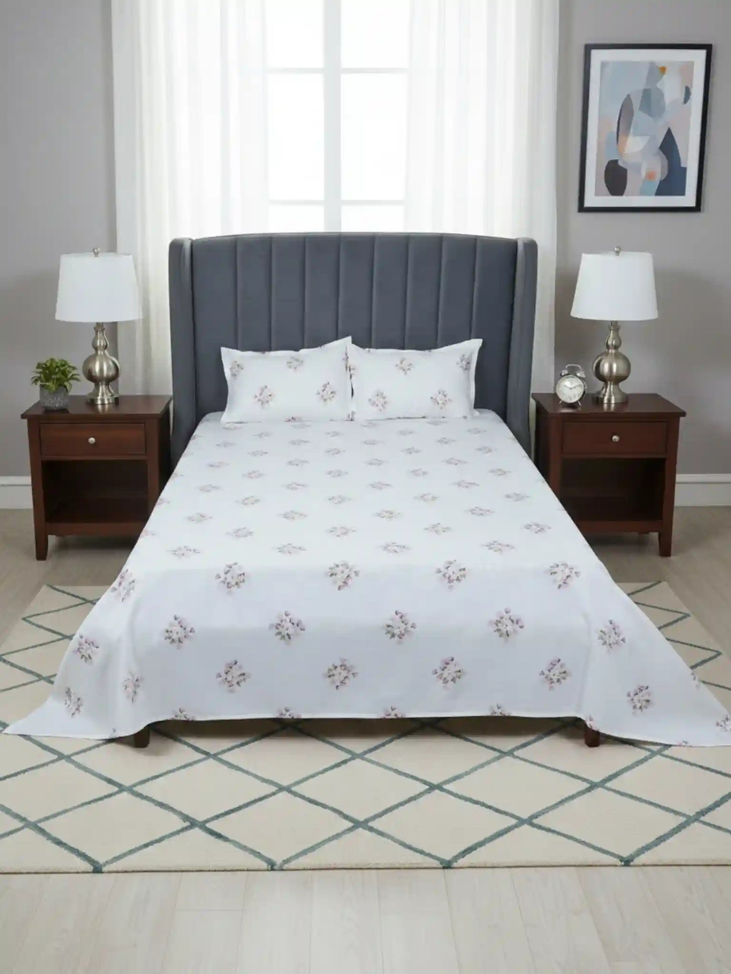 AtoZ Home Decor Selfie King 100% Cotton King Size Bedsheet Set | 210 TC