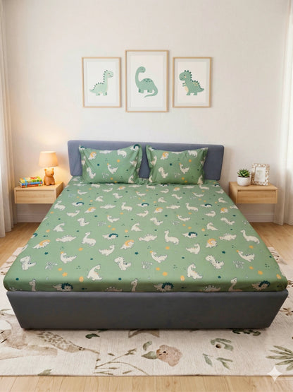 Kids Dinosaur Cotton Bedsheet Set
