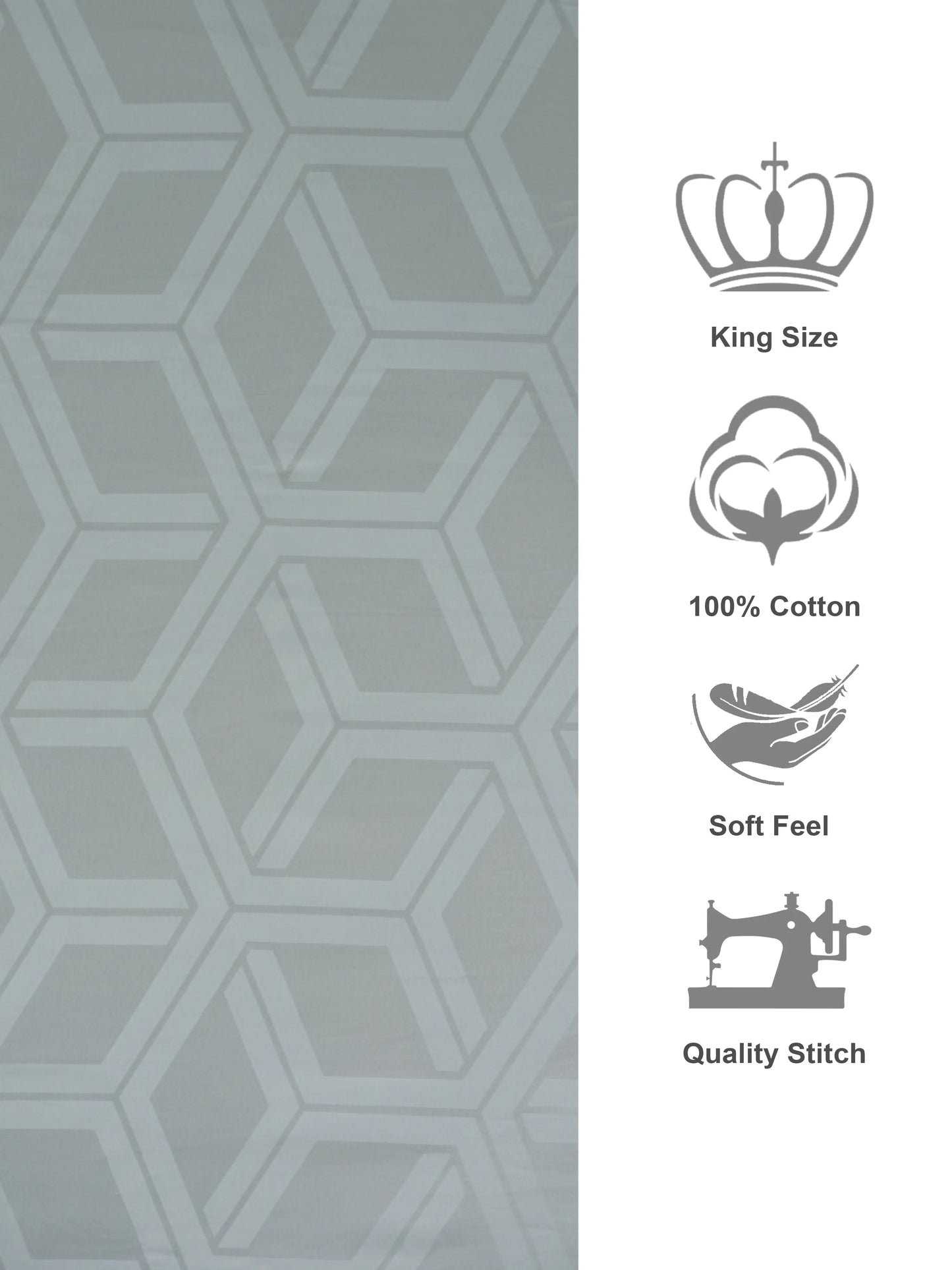 Soft Feel, Modern Geometric King Bed Sheet Set – 100% Cotton (300 TC)