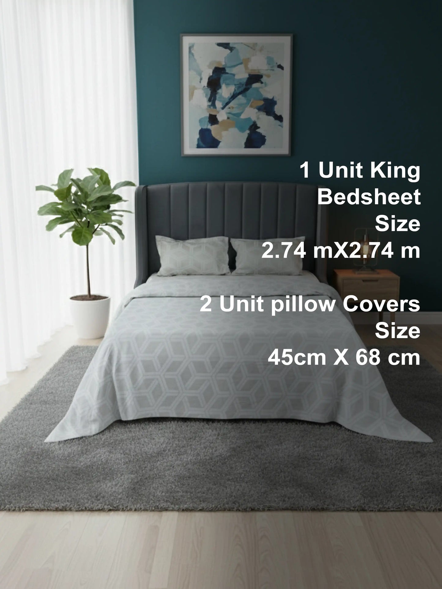 Soft Feel, Modern Geometric King Bed Sheet Set – 100% Cotton (300 TC)