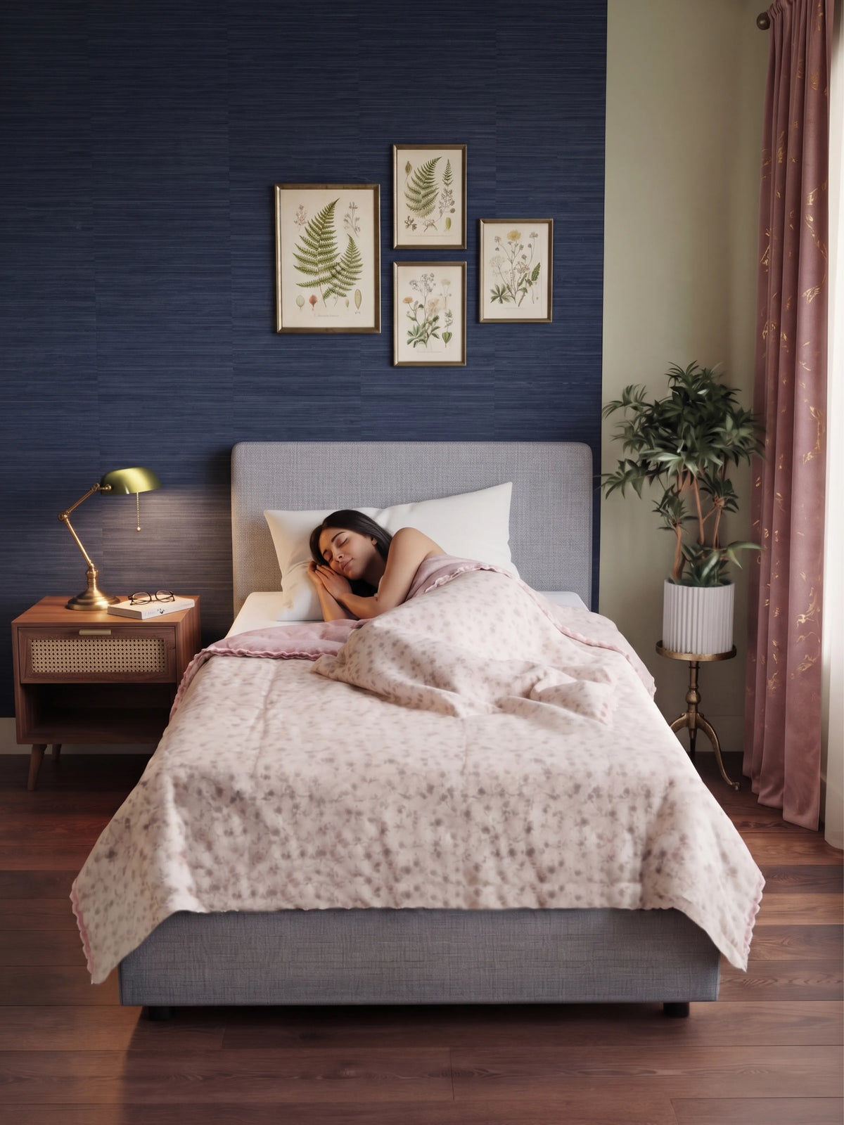 Atoz Home Decor Florence Vintage Floral Single Bed AC Comforter – Super Soft Breathable Reversible Quilt with Pink Fabric Backing