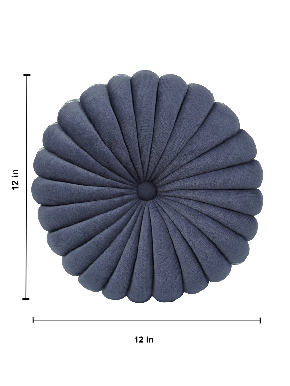 Bellagio Desenhista Dhol Round Velvet Tufted Cushions (12" x 12") – Pack of 2 Decorative Pintuck Throw Pillows