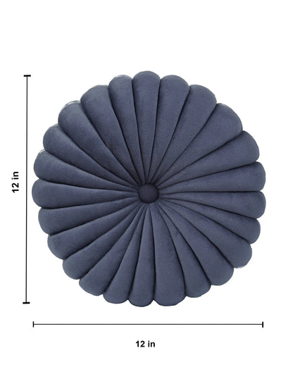 Bellagio Desenhista Dhol Round Velvet Tufted Cushions (12" x 12") – Pack of 2 Decorative Pintuck Throw Pillows