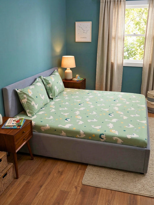 Kids Dinosaur Cotton Bedsheet Set