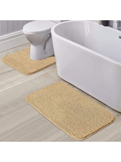 Super Absorbent Anti-Skid Soft Bath Mat & Contour Set | Set Of 2