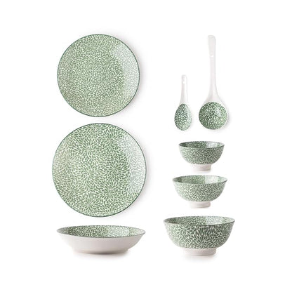 TAKISSO 35-Piece Porcelain Dinnerware Set (Plates, Bowls & Spoons) – Microwave & Dishwasher Safe Crockery