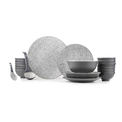 TAKISSO 35-Piece Porcelain Dinnerware Set (Plates, Bowls & Spoons) – Microwave & Dishwasher Safe Crockery