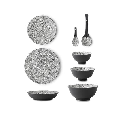 TAKISSO 35-Piece Porcelain Dinnerware Set (Plates, Bowls & Spoons) – Microwave & Dishwasher Safe Crockery