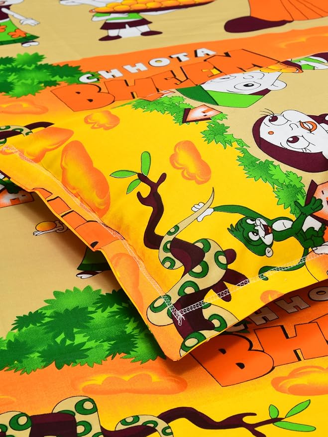 SUCCESS Kiddoz Collection Chhota Bheem Cartoon Print 1+1 Bedsheet Set