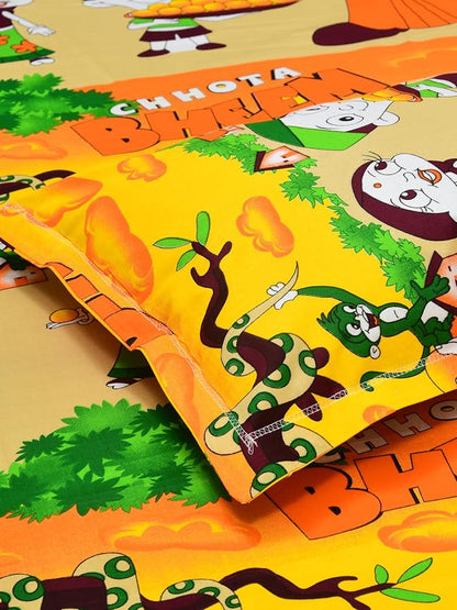 SUCCESS Kiddoz Collection Chhota Bheem Cartoon Print 1+1 Bedsheet Set