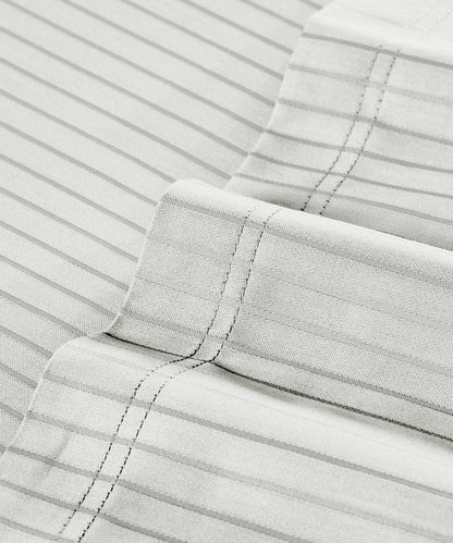 MyTrident Classic Solid Stripe 210 TC Cotton Bedsheet Set with Pillow Covers