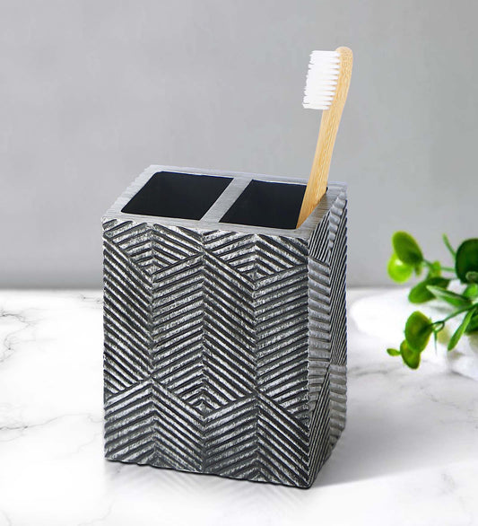 Slate Patterned Resin Toothbrush Organizer