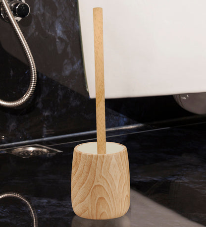 Neutral Toilet Brush Holder – Wood Texture, Stone Feel